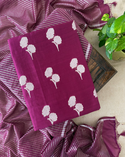 Premium Banarasi Silk Zari Work Unstitched Suit Set with Dupatta