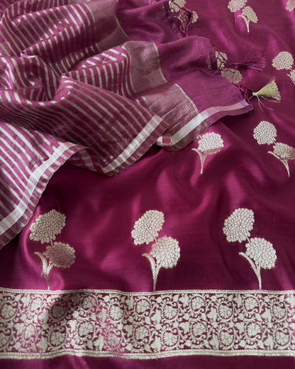 Premium Banarasi Silk Zari Work Unstitched Suit Set with Dupatta