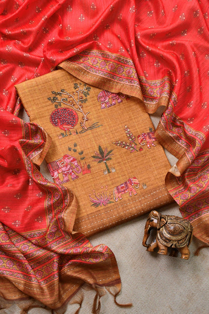 Pure Bhagalpuri Silk Unstitched Suit