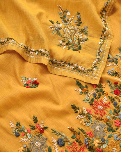 Pure Silk Hand-Embroidered Unstitched Suit