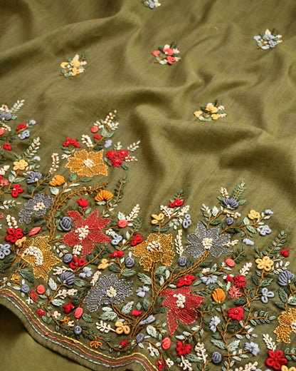 Pure Silk Hand-Embroidered Unstitched Suit