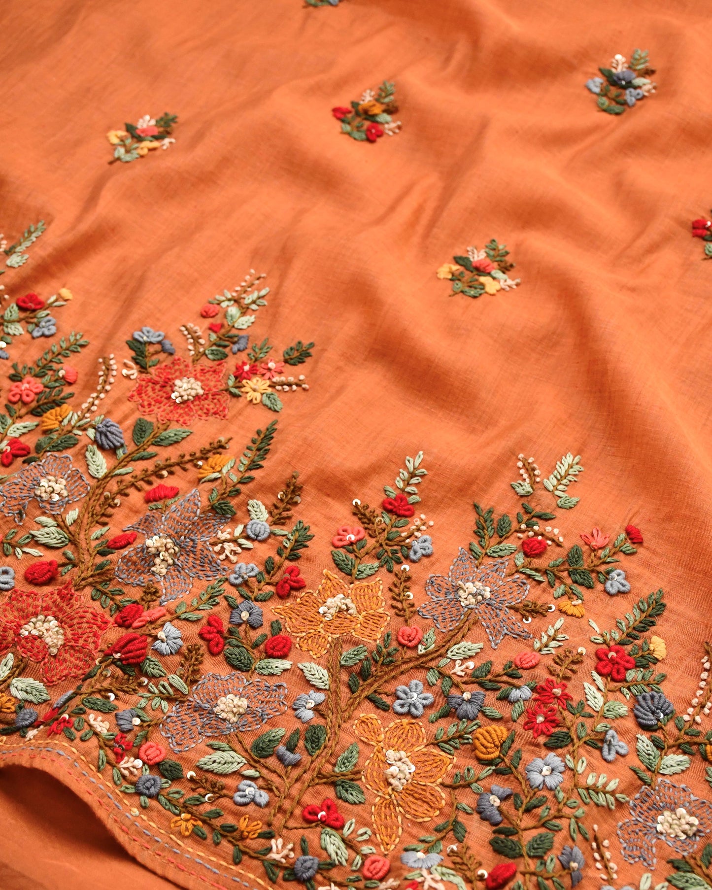 Pure Silk Hand-Embroidered Unstitched Suit