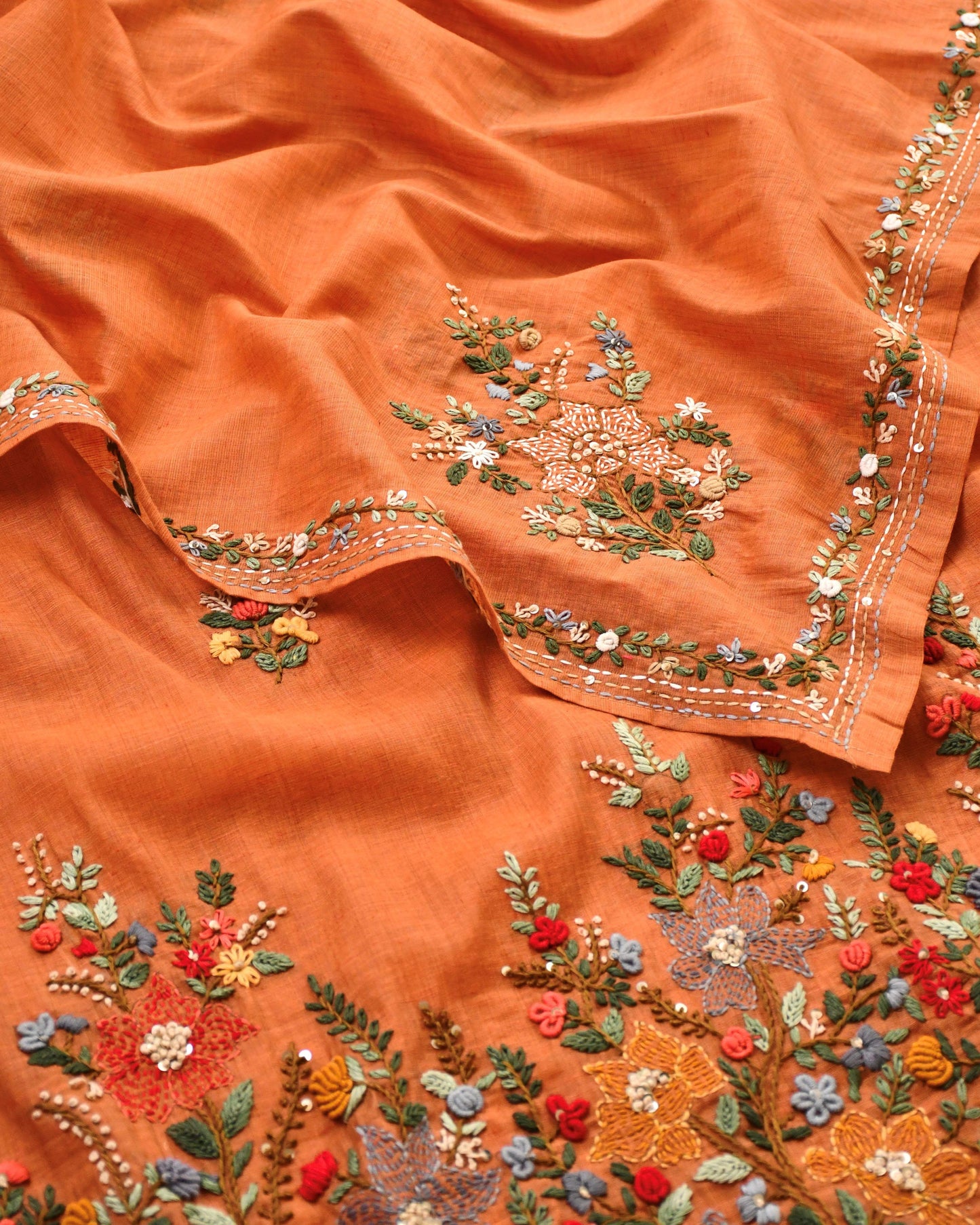 Pure Silk Hand-Embroidered Unstitched Suit