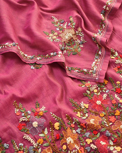 Pure Silk Hand-Embroidered Unstitched Suit