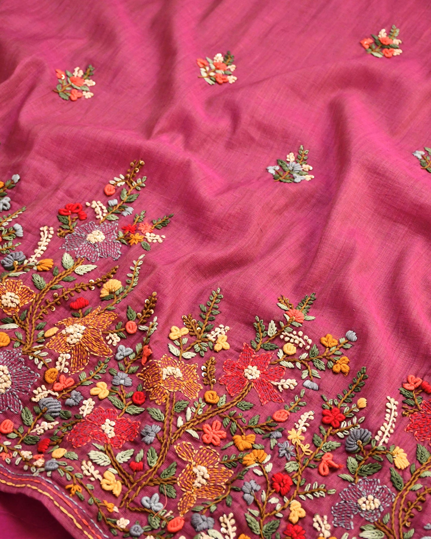 Pure Silk Hand-Embroidered Unstitched Suit