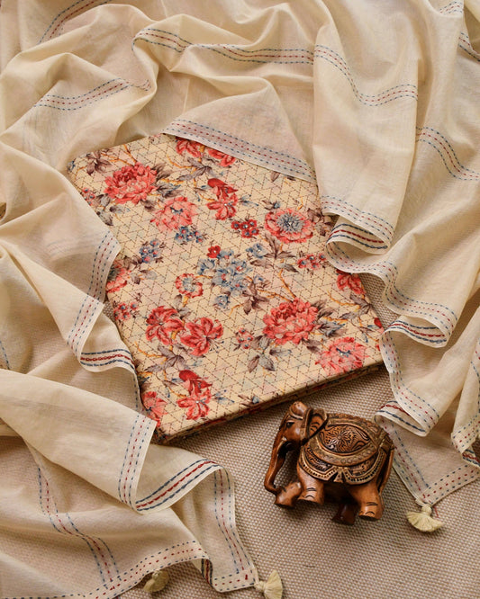 Pure Chanderi SIlk Unstitched Suit Set