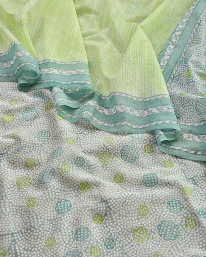 Unstitched Pastel Chanderi Silk Suit Set with Printed Dupatta