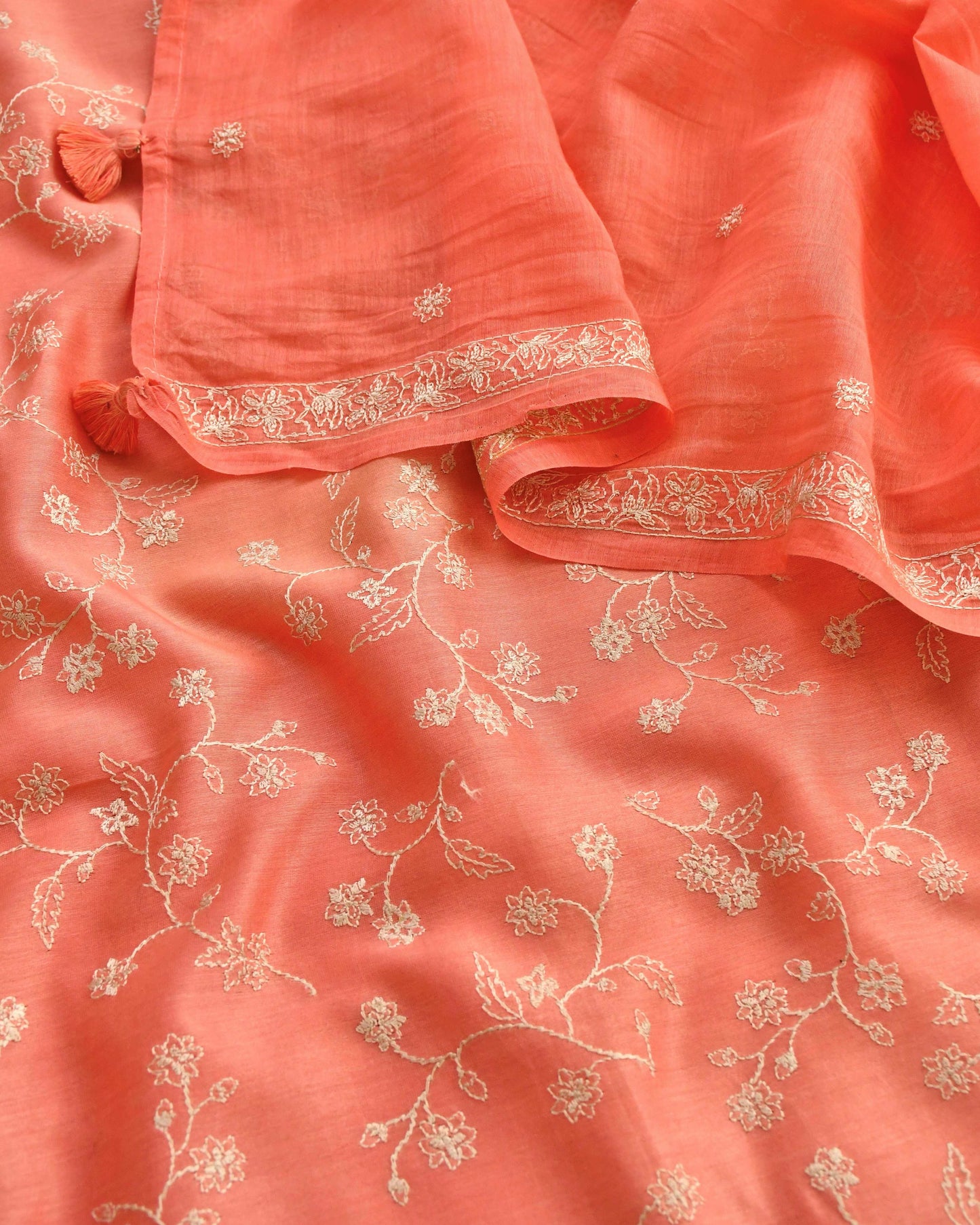 Banarasi Chanderi Silk Embroidered Suit Material Set with Dupatta