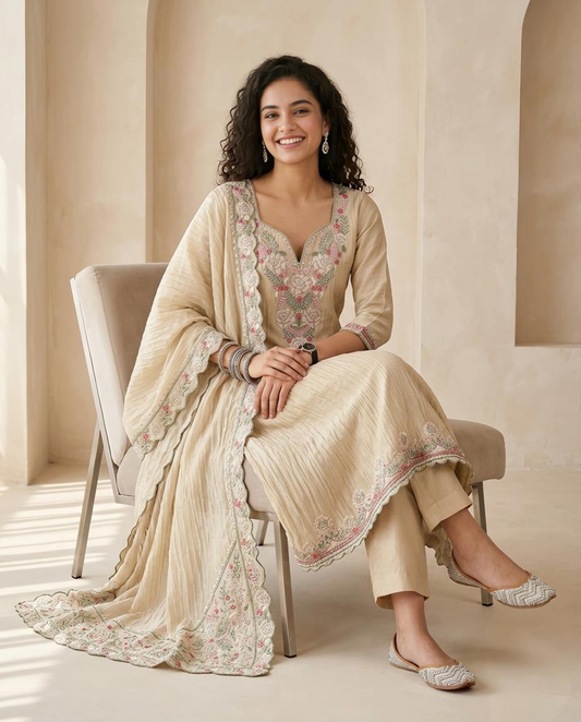 Premium Crushed Tissue Silk Unstitched Suit