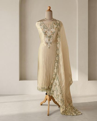 Premium Crushed Tissue Silk Unstitched Suit