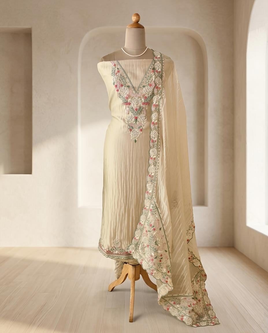 Premium Crushed Tissue Silk Unstitched Suit