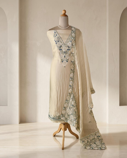 Premium Crushed Tissue Silk Unstitched Suit
