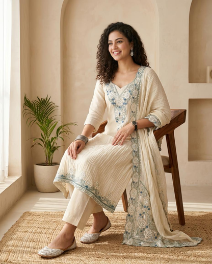 Premium Crushed Tissue Silk Unstitched Suit