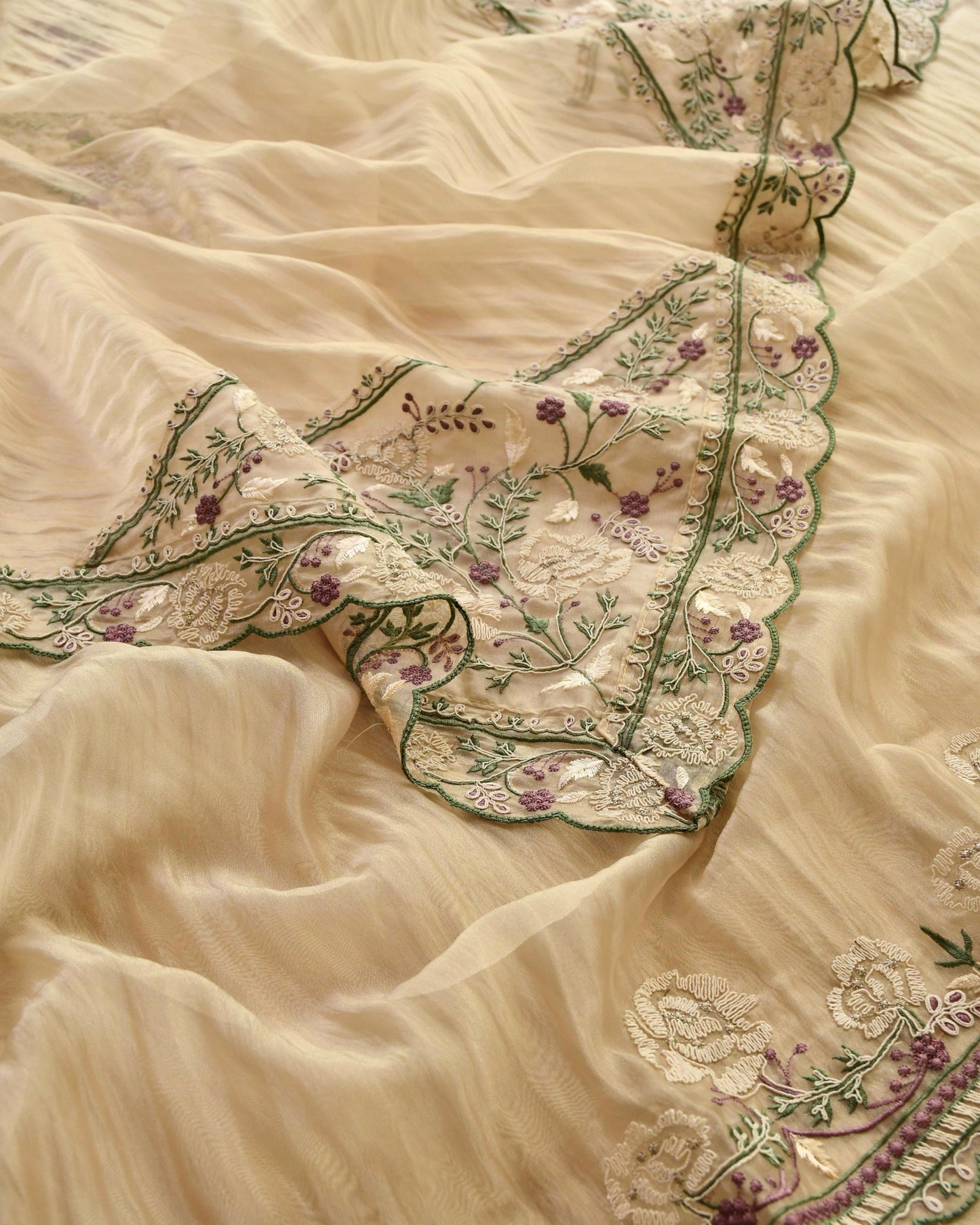 Premium Crushed Tissue Silk Unstitched Suit
