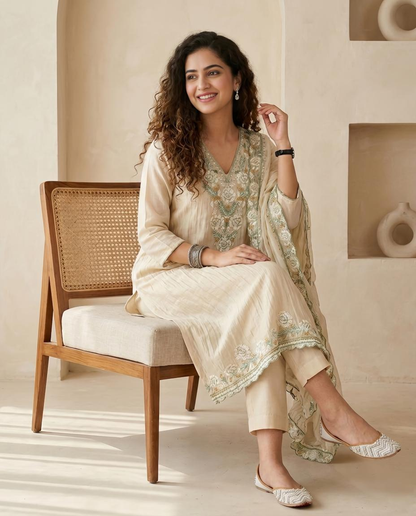 Premium Crushed Tissue Silk Unstitched Suit