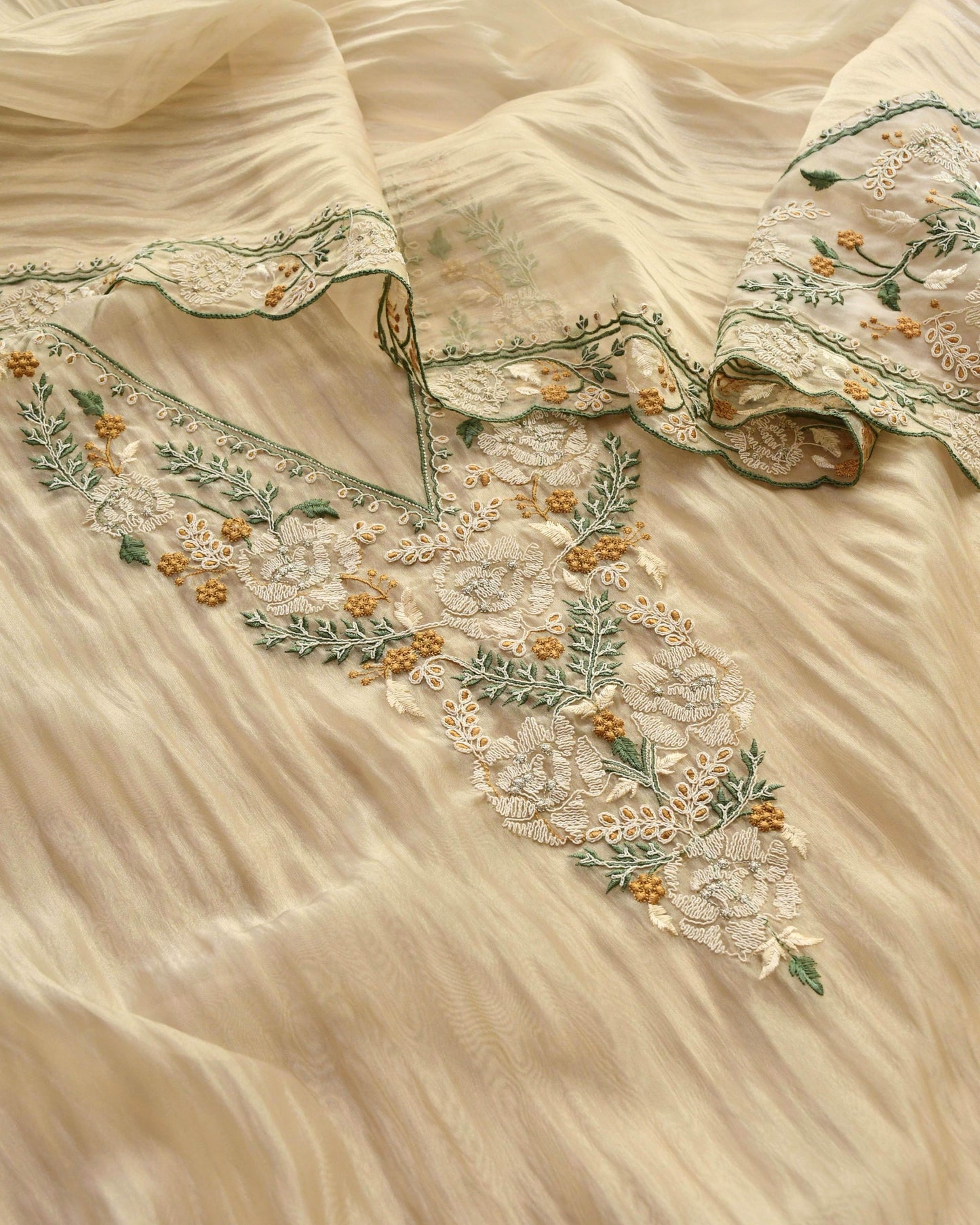 Premium Crushed Tissue Silk Unstitched Suit