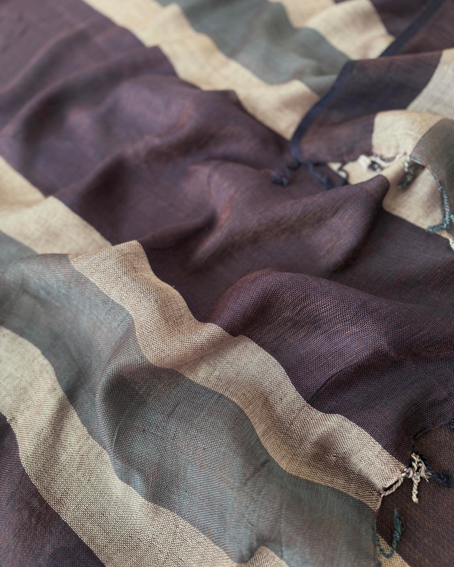 Sustainable Luxury Linen Wrap - Midnight Blue Striped Lightweight Summer Stole