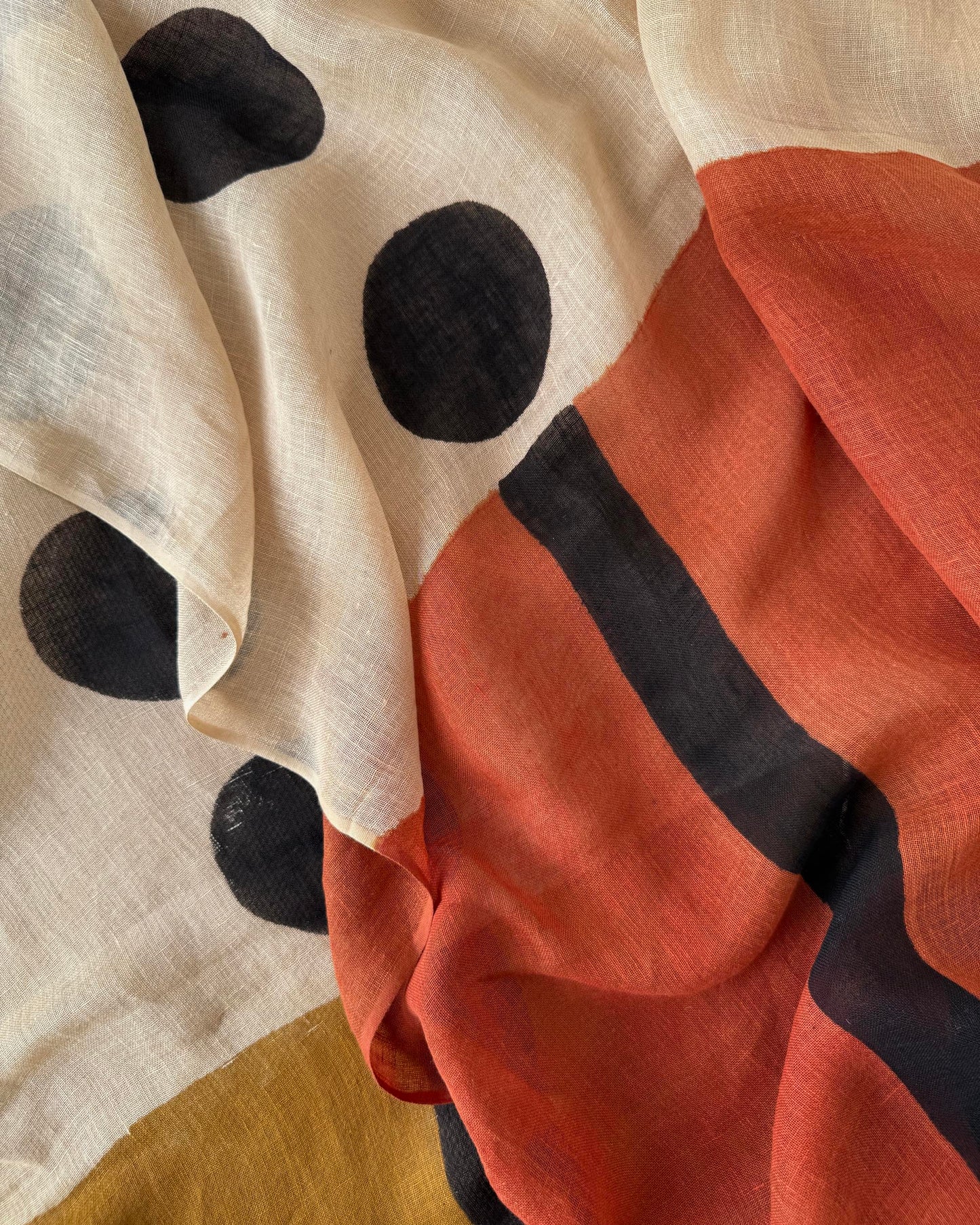 Artisan Hand-Block Printed Pure Linen Dupatta | Contemporary Minimalist Ethnic Wrap