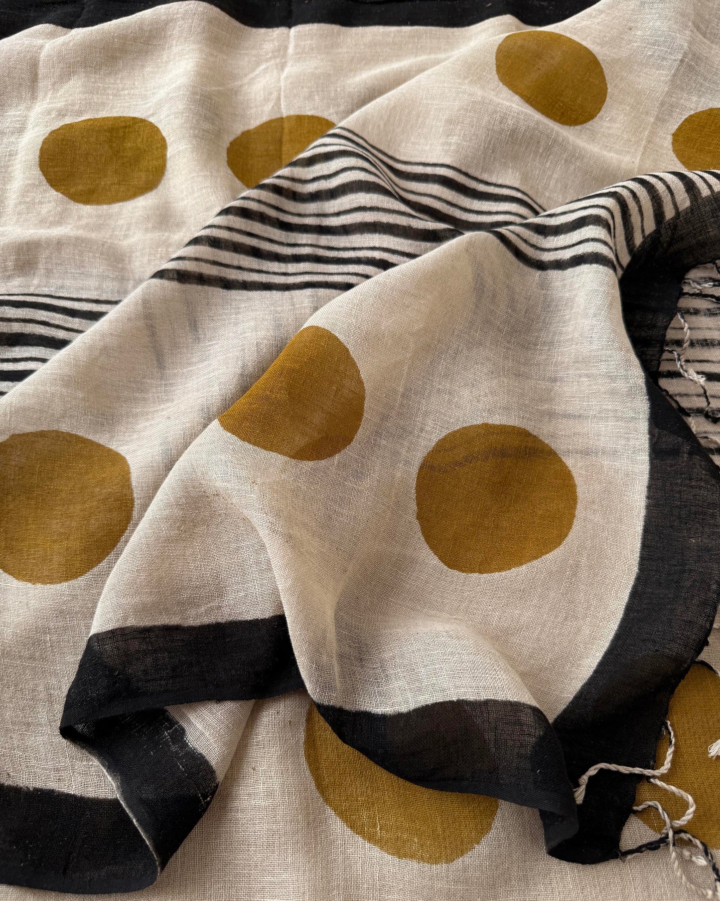 Artisan Hand-Block Printed Pure Linen Dupatta | Contemporary Minimalist Ethnic Wrap