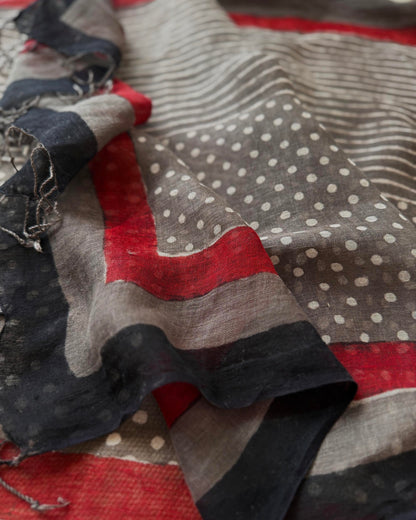 Artisan Hand-Block Printed Pure Linen Dupatta | Contemporary Minimalist Ethnic Wrap