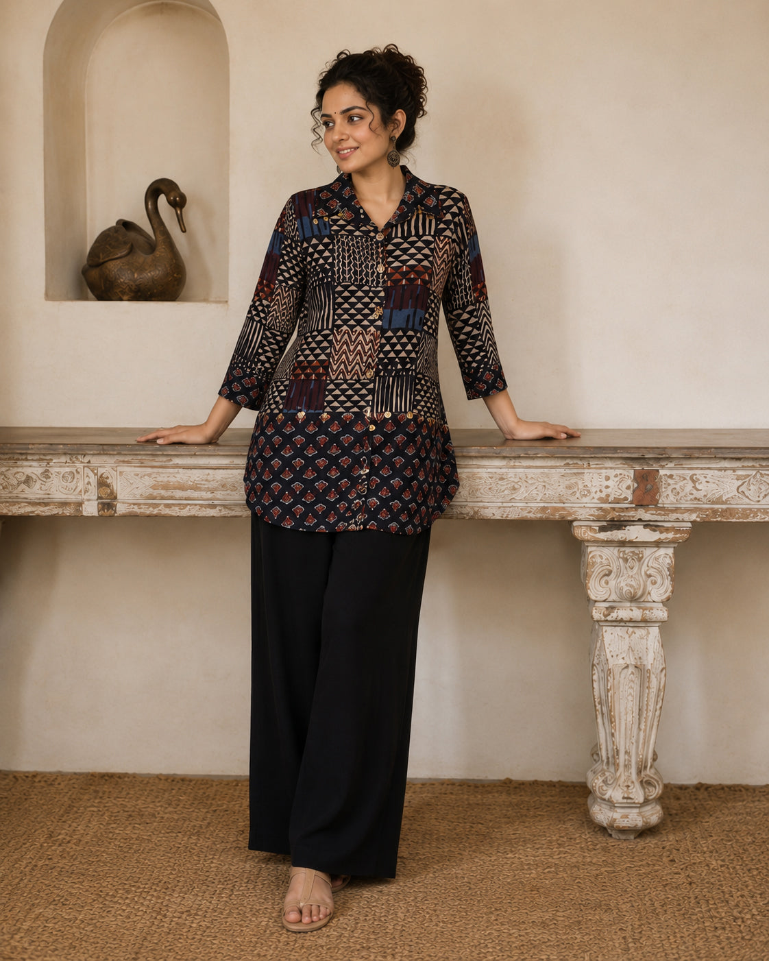 Modal Silk Top and Wide Leg Trouser Co-ord Set