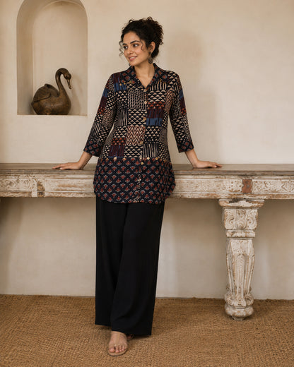 Modal Silk Top and Wide Leg Trouser Co-ord Set