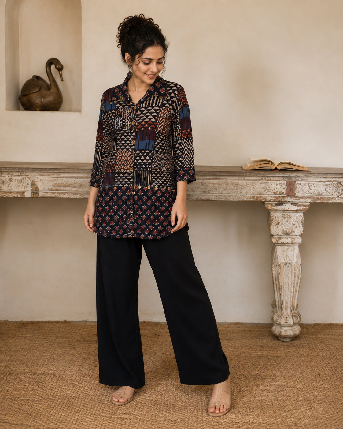 Modal Silk Top and Wide Leg Trouser Co-ord Set