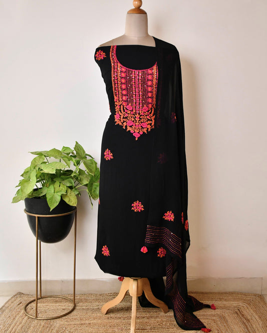 Pure Georgette Hand Embroidered Unstitched Suit Set