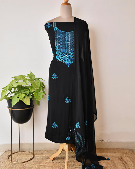 Pure Georgette Hand Embroidered Unstitched Suit Set