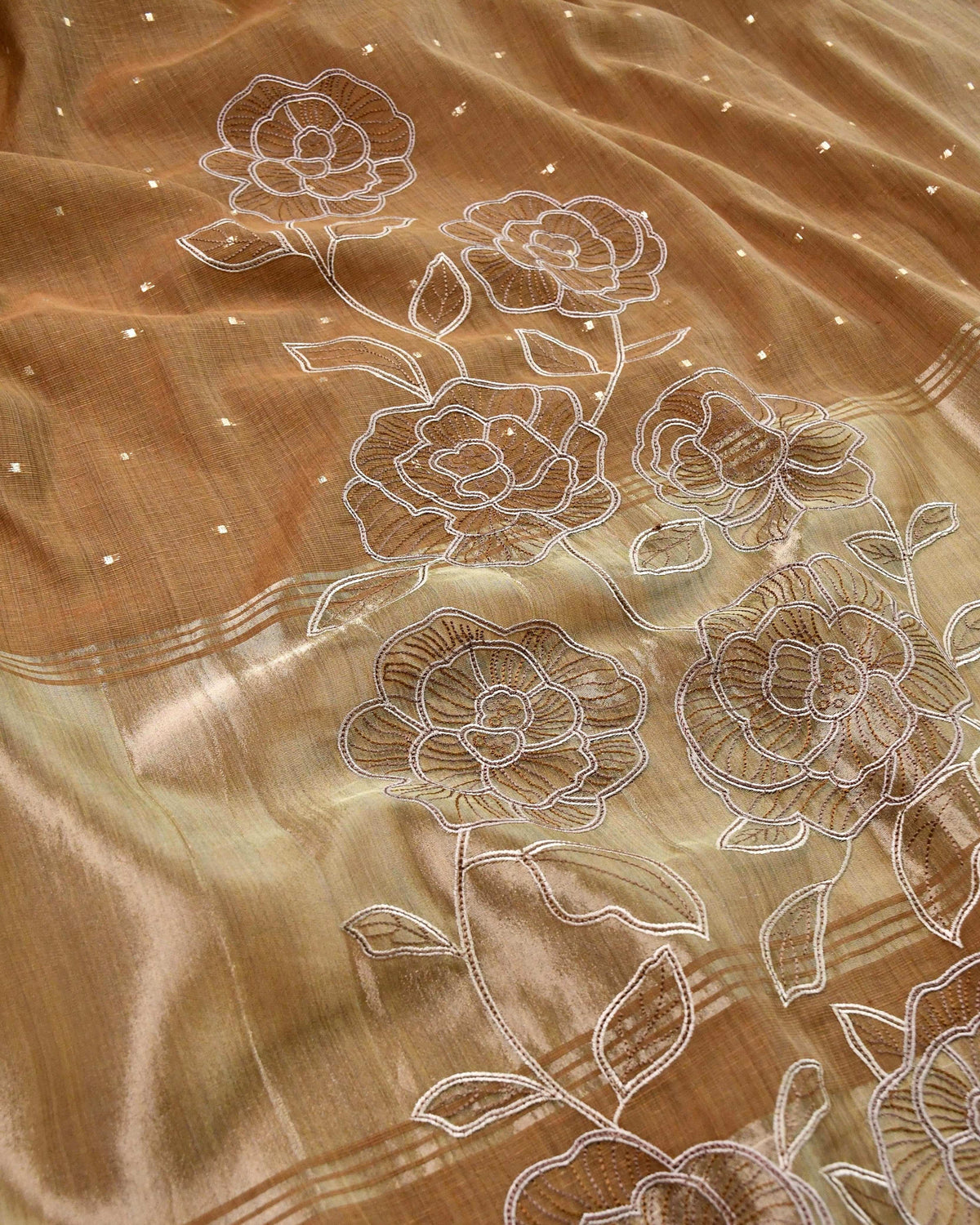 Handloom Banarasi Silk Unstitched Suit with Cut-Work Floral Embroidery