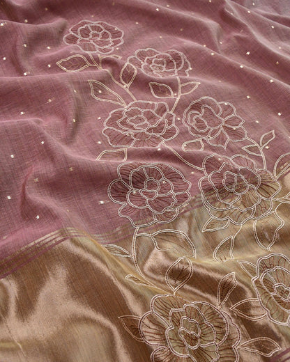Handloom Banarasi Silk Unstitched Suit with Cut-Work Floral Embroidery