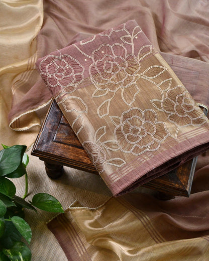 Handloom Banarasi Silk Unstitched Suit with Cut-Work Floral Embroidery
