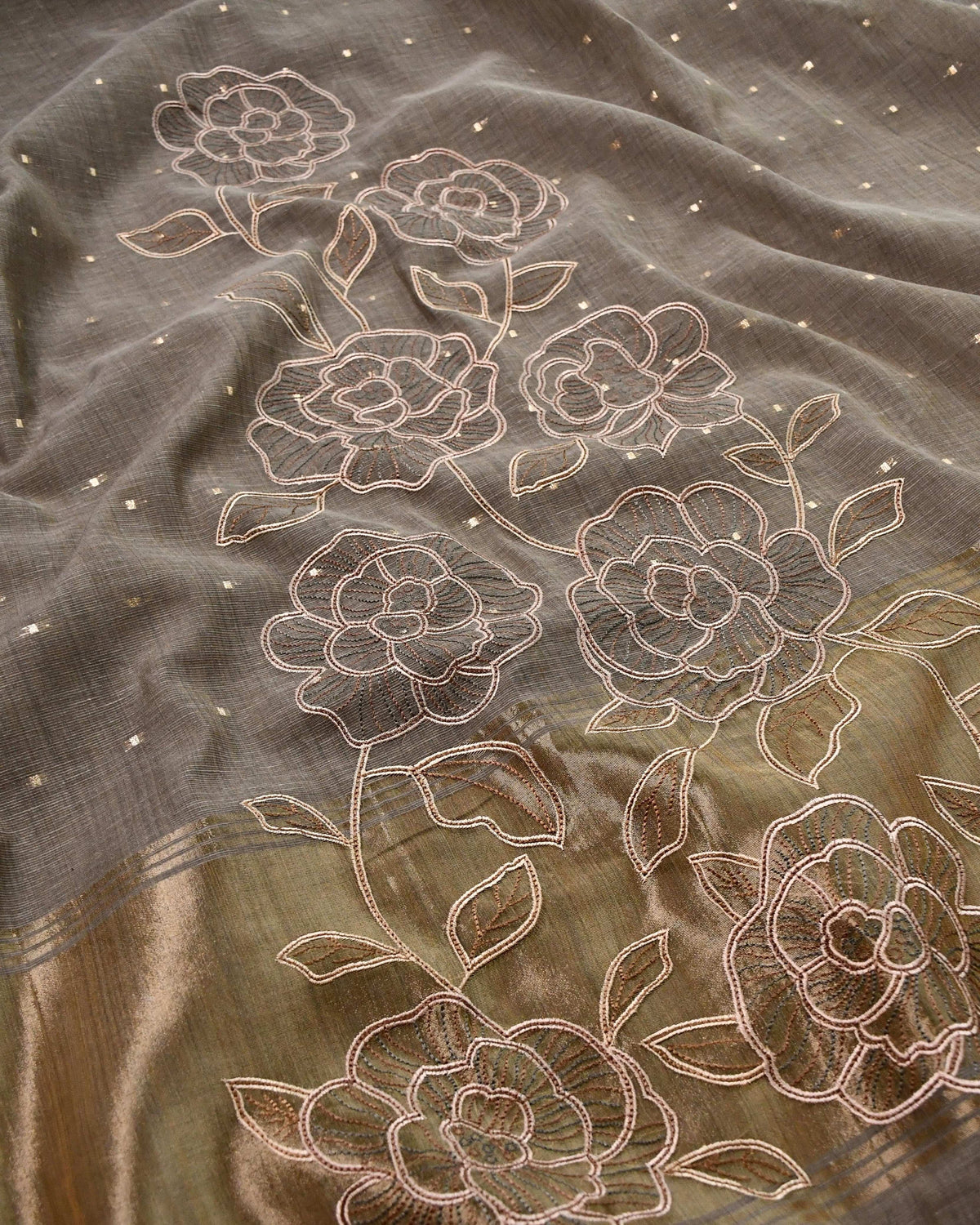 Handloom Banarasi Silk Unstitched Suit with Cut-Work Floral Embroidery