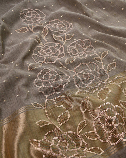 Handloom Banarasi Silk Unstitched Suit with Cut-Work Floral Embroidery