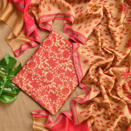 Pure Mul Chanderi Unstitched Suit