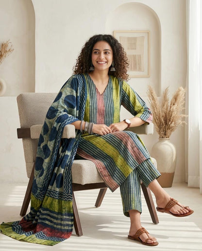 Natural Pomegranate Dye Premium Cotton Unstitched Suit Set