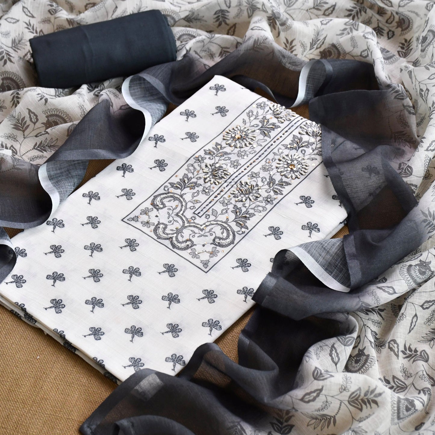 Cotton Linen unstitched Suit