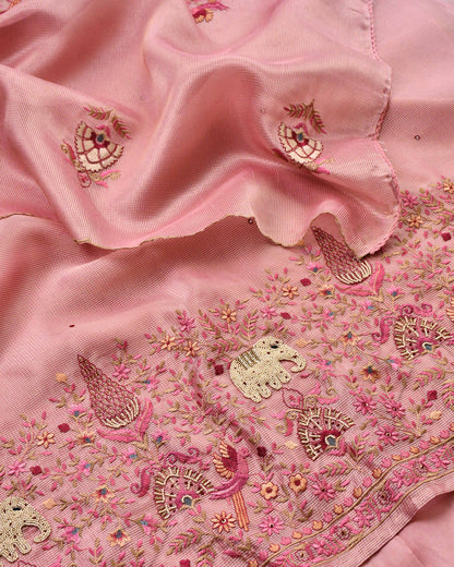 Doria Silk Pearl Work Unstitched Suit Set