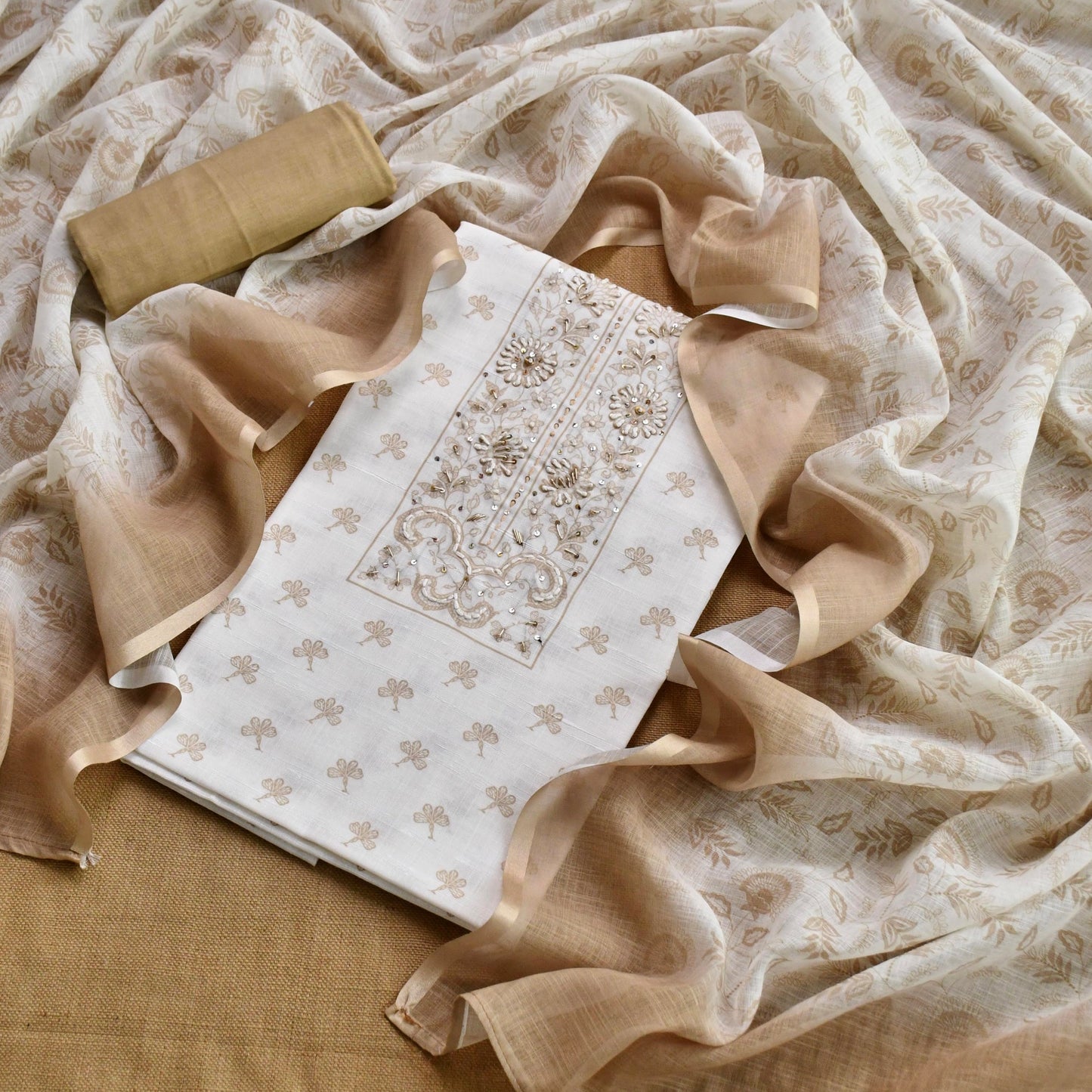 Cotton Linen unstitched Suit