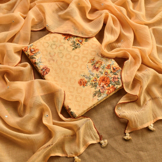 Mul Chanderi Self Weaved Unstitched Suit