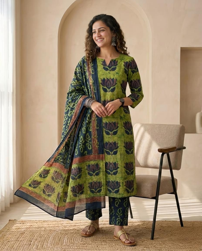 Natural Pomegranate Dye Premium Cotton Unstitched Suit Set