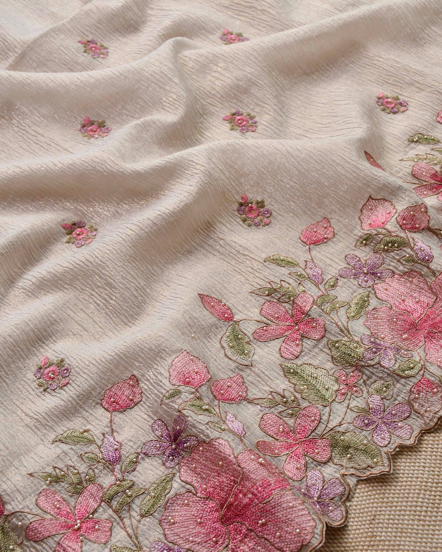 Pure Crushed Tissue Silk Unstitched Suit