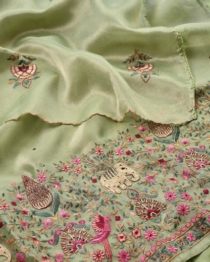 Doria Silk Pearl Work Unstitched Suit Set