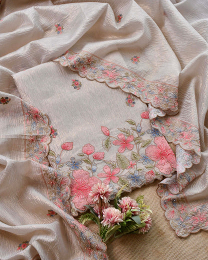 Pure Crushed Tissue Silk Unstitched Suit