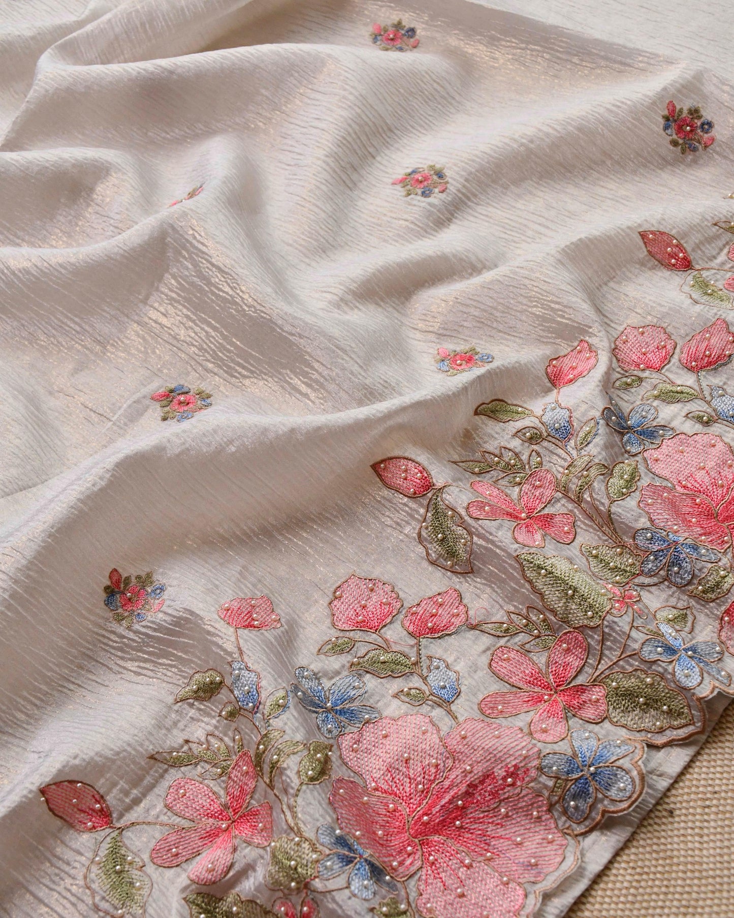 Pure Crushed Tissue Silk Unstitched Suit