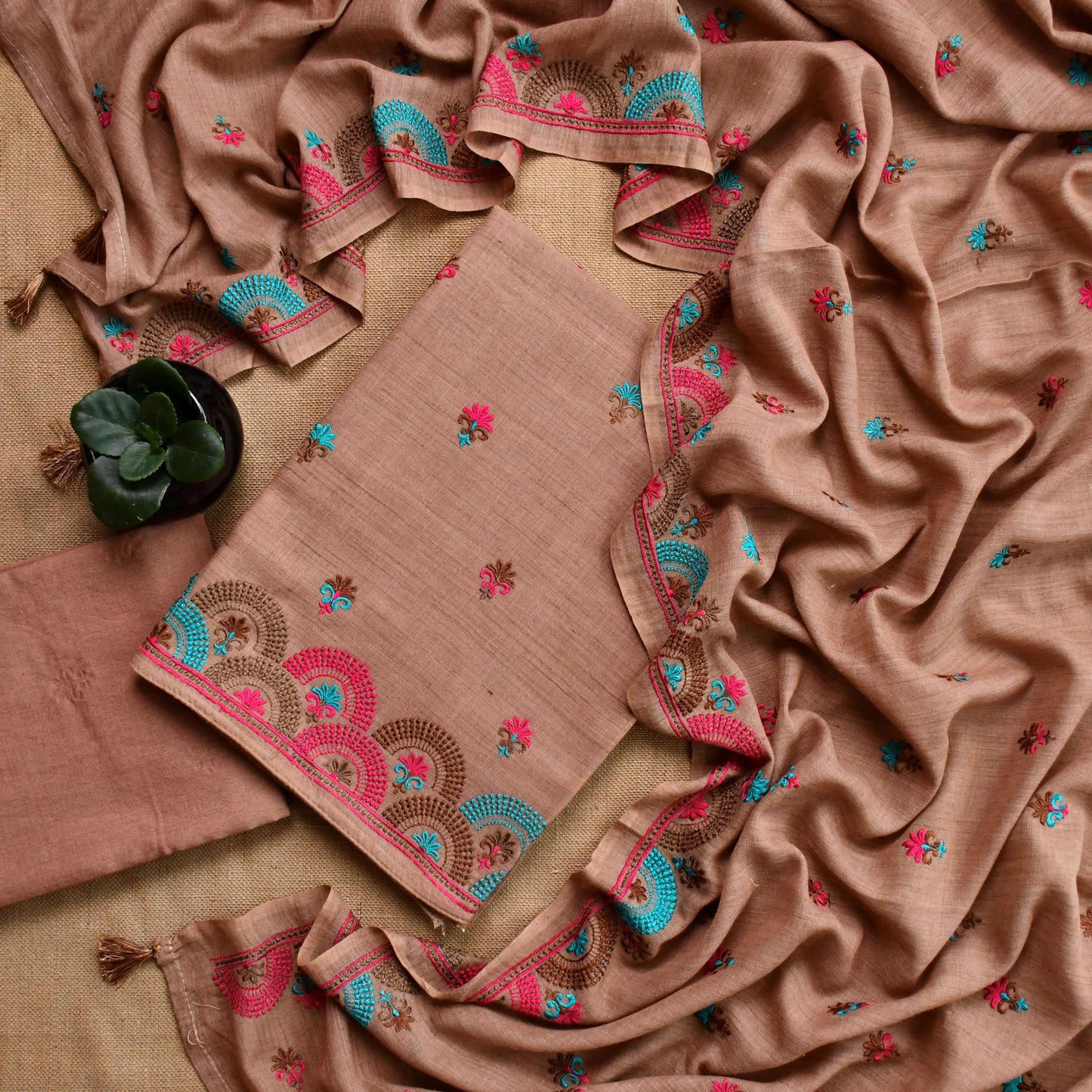 Pure Linen Embroidered Unstitched Suit