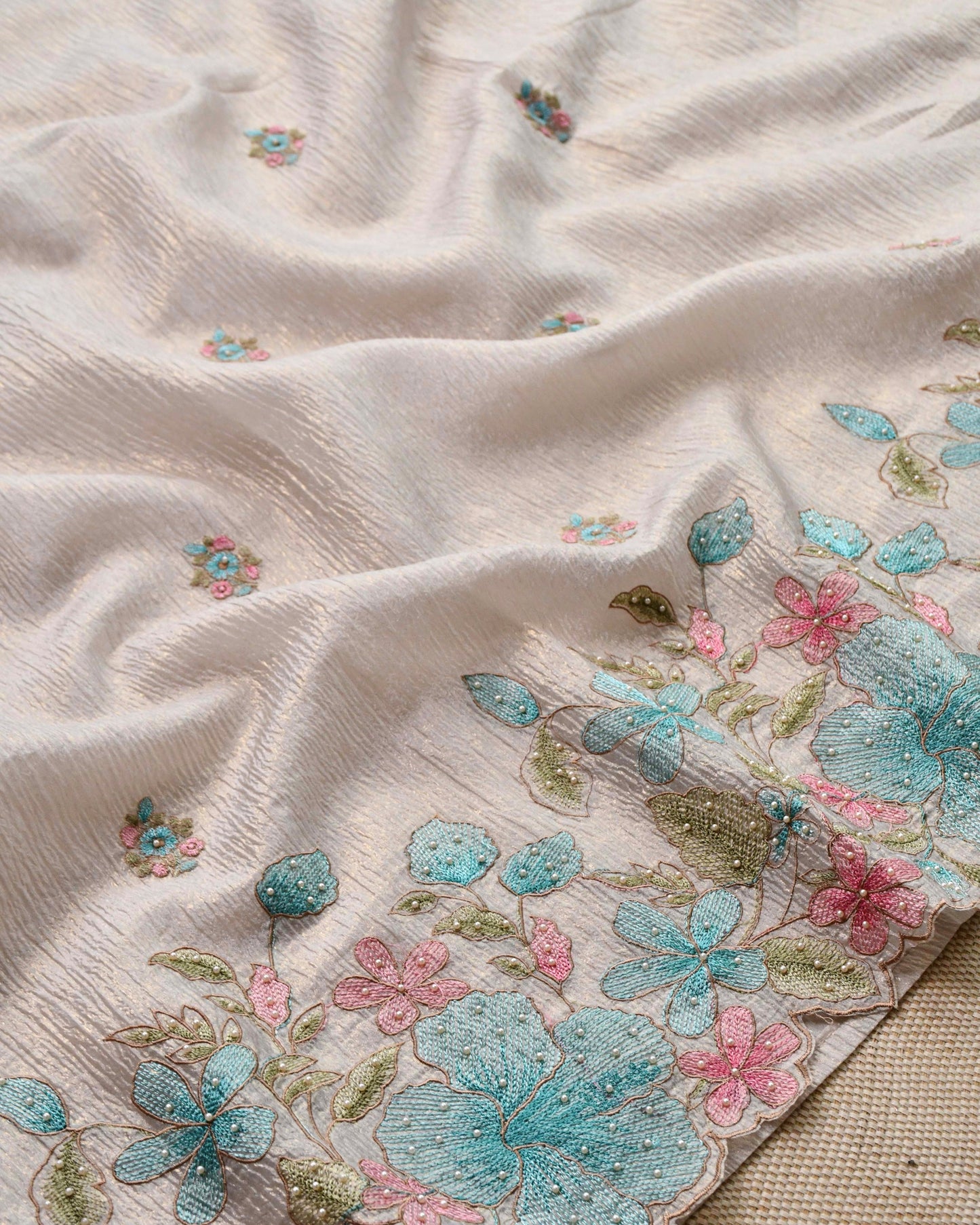 Pure Crushed Tissue Silk Unstitched Suit