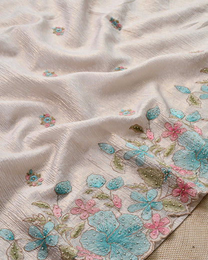 Pure Crushed Tissue Silk Unstitched Suit