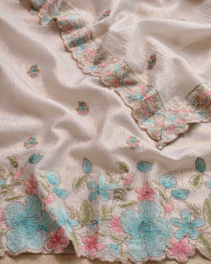 Pure Crushed Tissue Silk Unstitched Suit