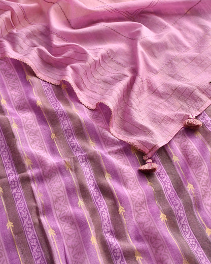 Pure  Silk Zari work Unstitched Suit